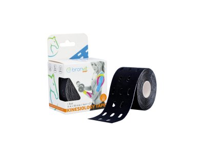 BronVit Sport Kinesio Tape děrovaný 5 cm x 5 m tejpovací páska černá
