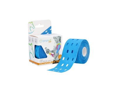 BronVit Sport Kinesio Tape děrovaný 5 cm x 5 m tejpovací páska modrá