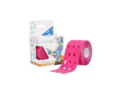 BronVit Sport Kinesio Tape děrovaný 5 cm x 5 m tejpovací páska růžová