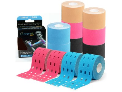 BronVit Sport výhodný tejpovací set - 8 x 6m classic tape + 4 x 5m děrovaný tape
