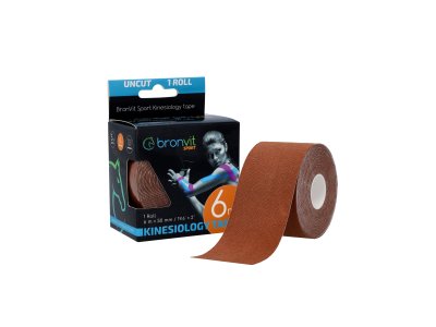BronVit Sport Kinesio Tape classic 5 cm x 6 m tejpovací páska tmavě hnědá