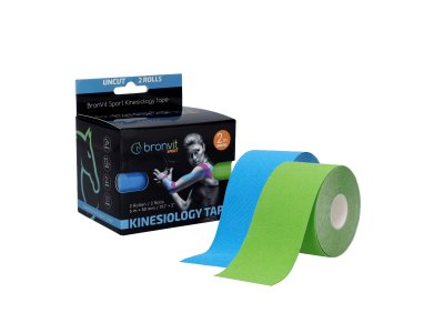 BronVit Sport Kinesio Tape set 5 cm x 6 m tejpovací páska 2 ks modrá + zelená