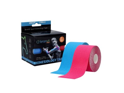BronVit Sport Kinesio Tape set 5 cm x 6 m tejpovací páska 2 ks modrá + růžová